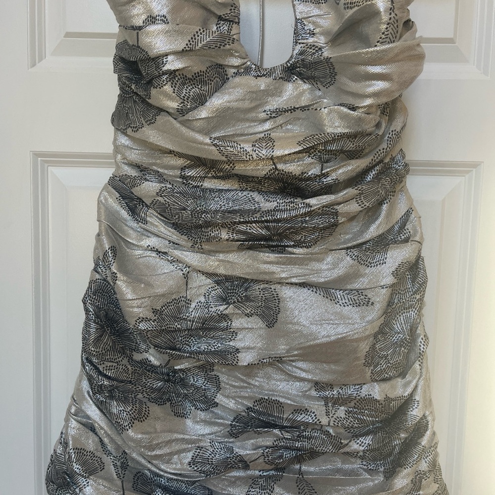 ZARA Women’s Silver & Black Strapless Dress w/ties Size L